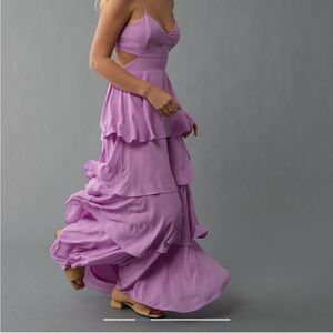 American Eagle Outfitters Purple Asymmetrical Ruffled Maxi Dress